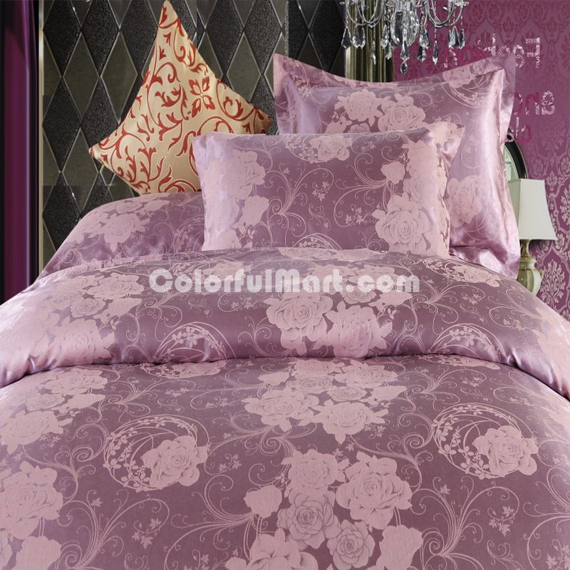 Estee Purple Jacquard Damask Luxury Bedding - Click Image to Close