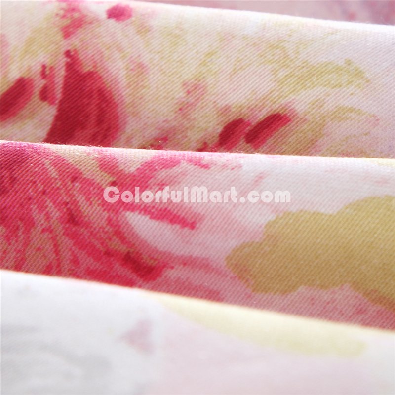 Ink Painting Flowers Pink Bedding Set Girls Bedding Floral Bedding Duvet Cover Pillow Sham Flat Sheet Gift Idea - Click Image to Close