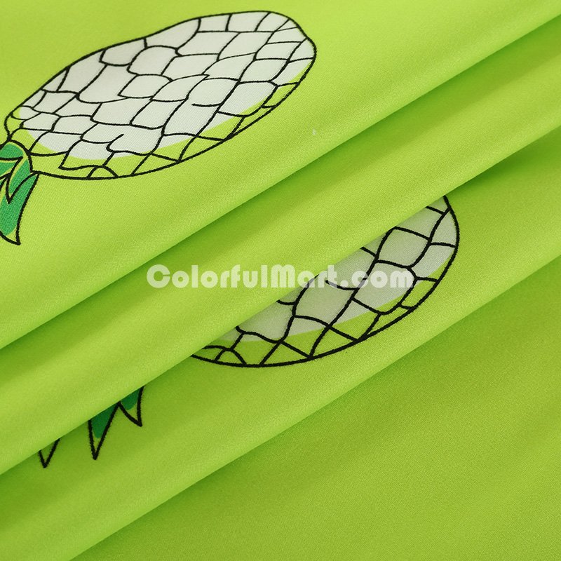 Pineapples Green Bedding Set Duvet Cover Pillow Sham Flat Sheet Teen Kids Boys Girls Bedding - Click Image to Close