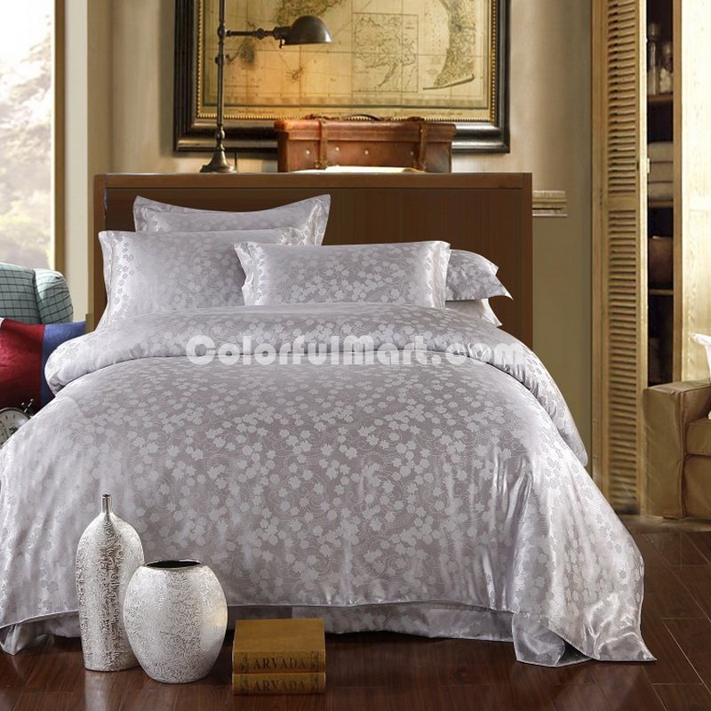 Fragrance Grey Jacquard Damask Luxury Bedding - Click Image to Close