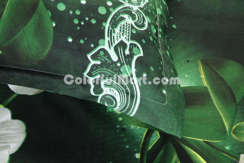 Phalaenopsis Green Bedding 3D Duvet Cover Set - Click Image to Close