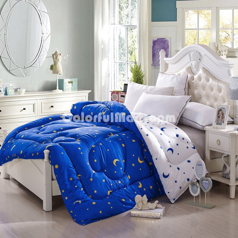Star In My Heart Blue Comforter Moons And Stars Comforter Down Alternative Comforter - Click Image to Close