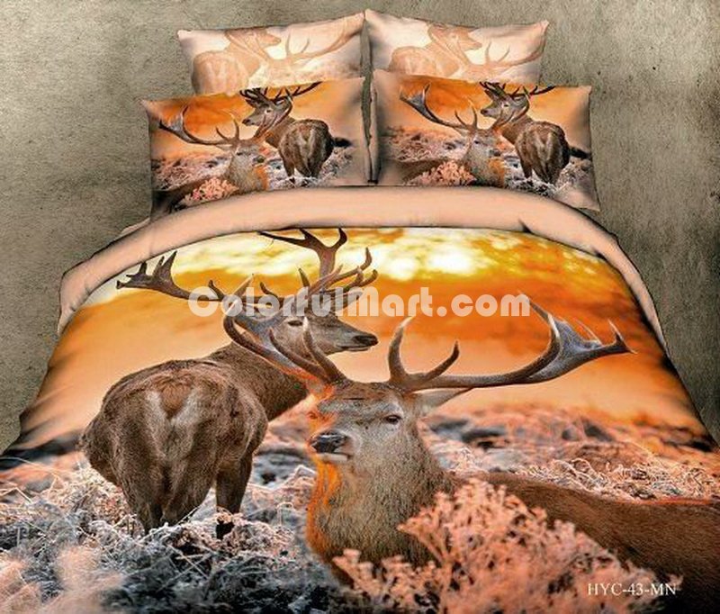 Deer Orange Bedding Animal Print Bedding 3d Bedding Animal Duvet Cover Set - Click Image to Close