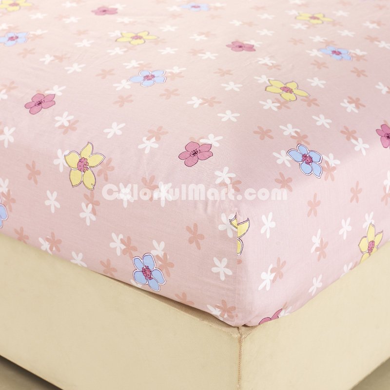 Heavenly Fragrance Pink 100% Cotton 4 Pieces Bedding Set Duvet Cover Pillow Shams Fitted Sheet - Click Image to Close