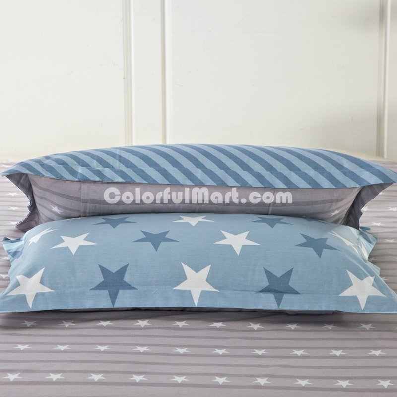 Happy Stars Blue Bedding Set Kids Bedding Teen Bedding Duvet Cover Set Gift Idea - Click Image to Close