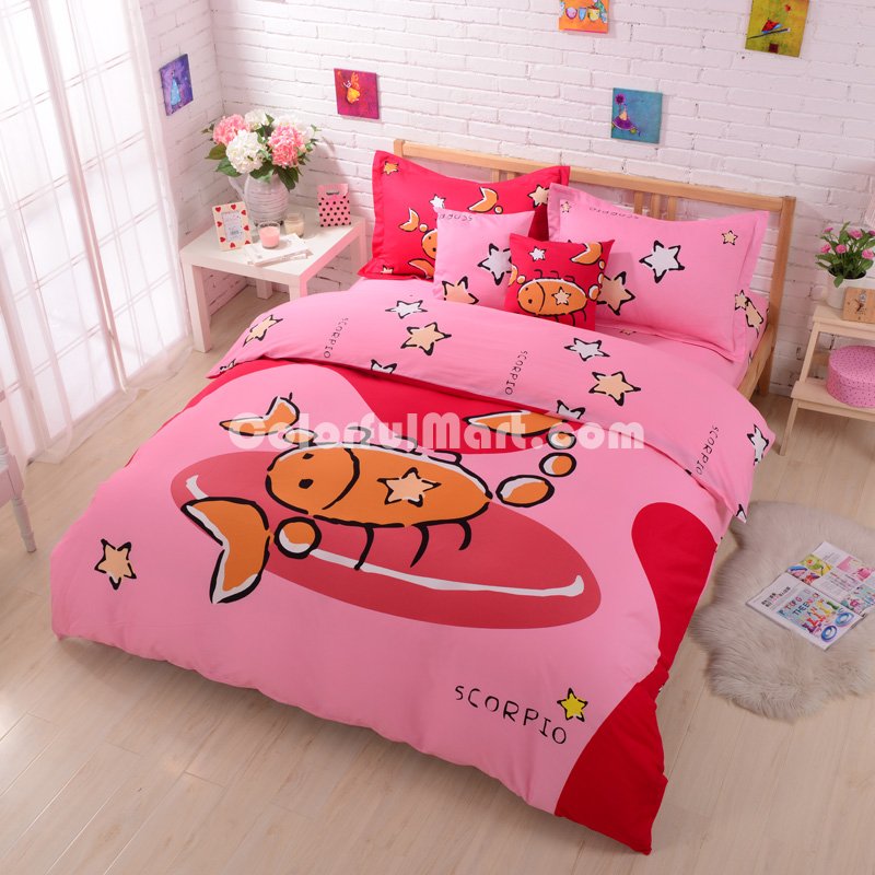 Scorpio Red Duvet Cover Set Star Sign Bedding Kids Bedding - Click Image to Close