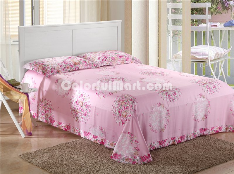 Next Stop Happiness Pink Bedding Set Girls Bedding Floral Bedding Duvet Cover Pillow Sham Flat Sheet Gift Idea - Click Image to Close