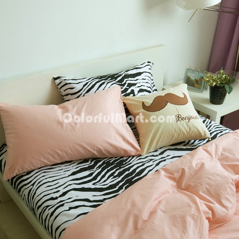 I Love Zebra Nude Zebra Print Bedding Animal Print Bedding Duvet Cover Set - Click Image to Close