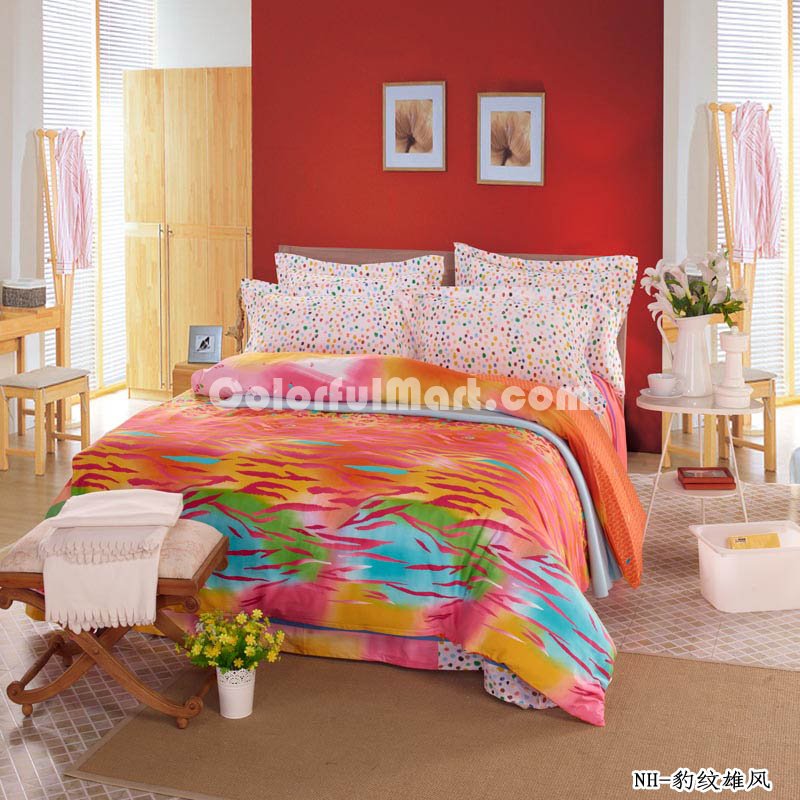 Cheetah Print Orange Teen Bedding Modern Bedding - Click Image to Close