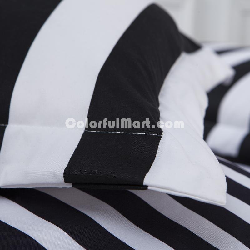 Stripes White And Black Bedding Set Modern Bedding Cheap Bedding Discount Bedding Bed Sheet Pillow Sham Pillowcase Duvet Cover Set - Click Image to Close
