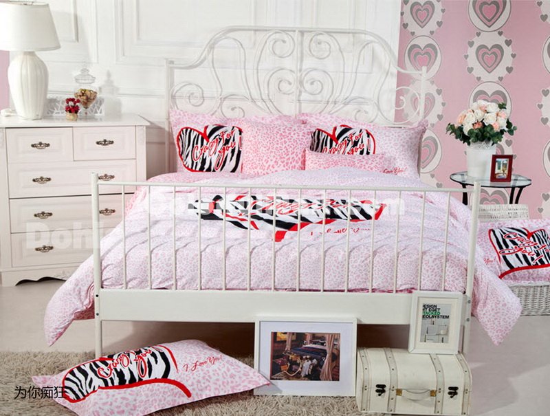 Crazy For You Pink Zebra Print Bedding Set - Click Image to Close