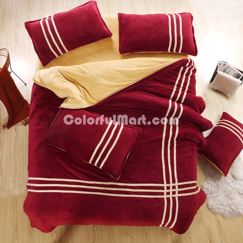 Wine Red Camel Coral Fleece Bedding Teen Bedding - Click Image to Close