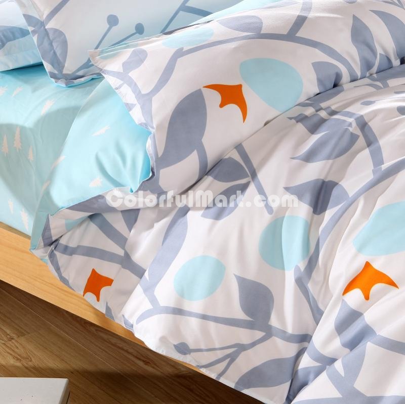 Tree Shadows Blue Bedding Set Duvet Cover Pillow Sham Flat Sheet Teen Kids Boys Girls Bedding - Click Image to Close