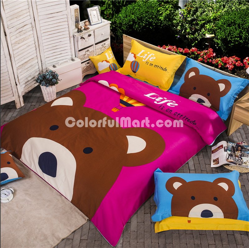 Bear Red Bedding Set Kids Bedding Duvet Cover Set Gift Idea - Click Image to Close