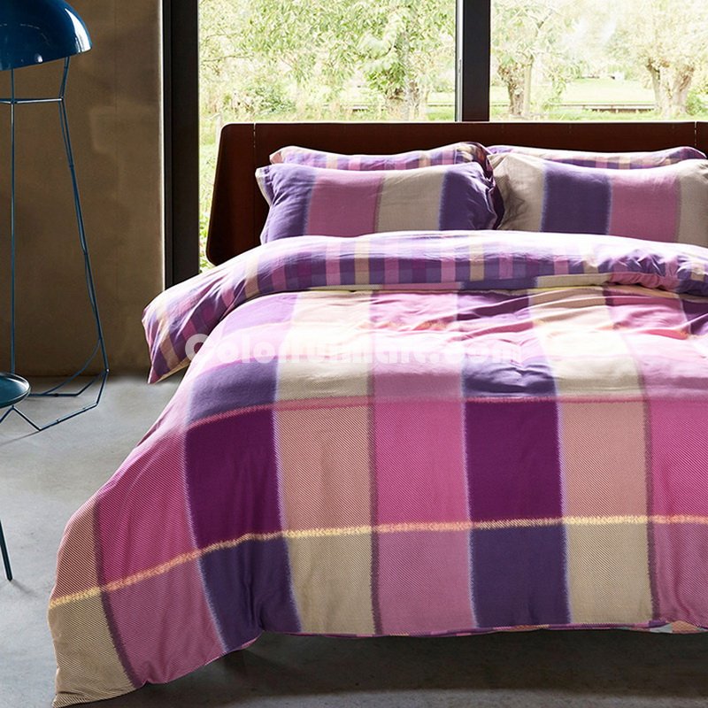 Thurrock Purple Bedding Set Modern Bedding Collection Floral Bedding Stripe And Plaid Bedding Christmas Gift Idea - Click Image to Close