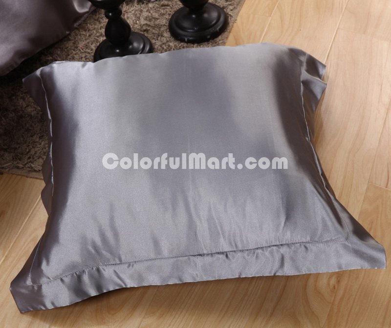 Silver Gray Silk Bedding Set Duvet Cover Silk Pillowcase Silk Sheet Luxury Bedding - Click Image to Close