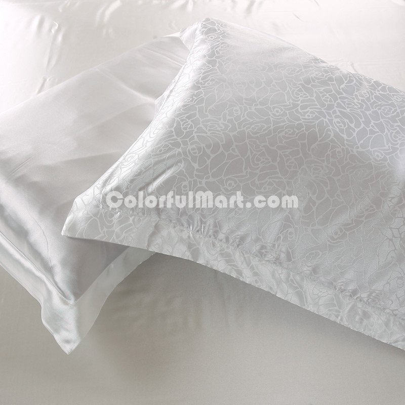 England Style White Bedding Silk Bedding - Click Image to Close