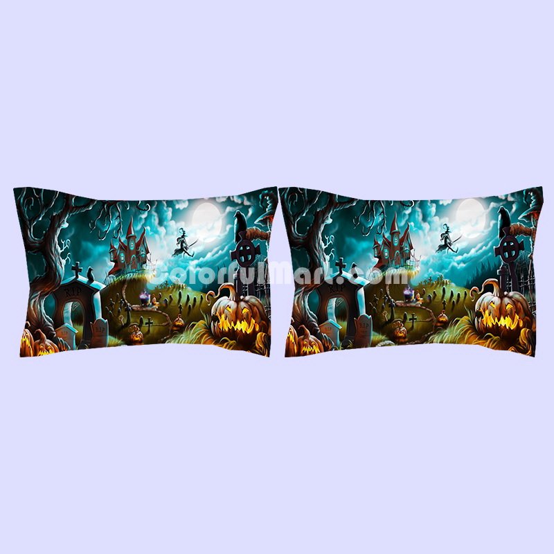 Halloween Forest Blue Bedding Duvet Cover Set Duvet Cover Pillow Sham Kids Bedding Gift Idea - Click Image to Close