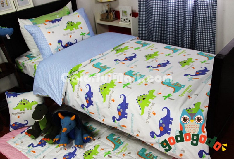 Dinosaur Homes Blue Dinosaur Bedding Set - Click Image to Close