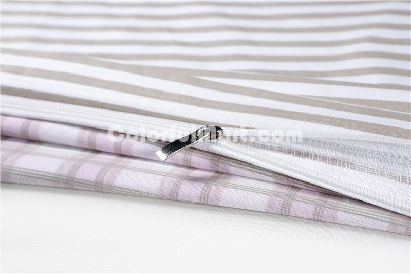 Elaine Stripes And Plaids Pink Bedding Set Teen Bedding Dorm Bedding Bedding Collection Gift Idea - Click Image to Close