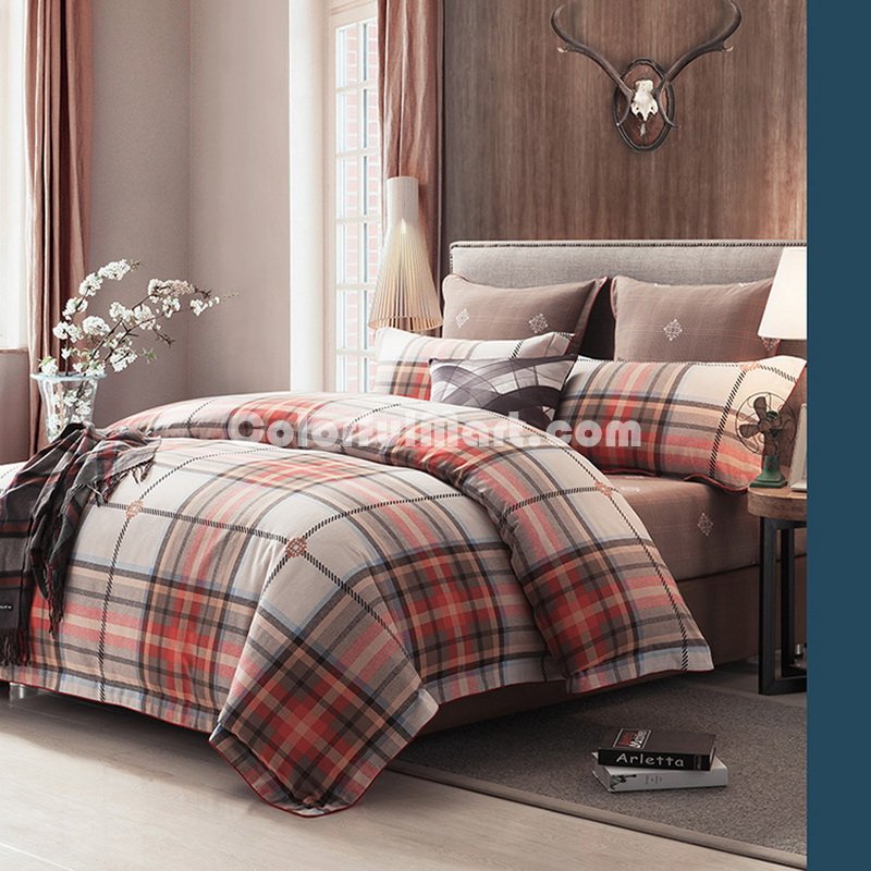 Durman Brown Bedding Set Modern Bedding Collection Floral Bedding Stripe And Plaid Bedding Christmas Gift Idea - Click Image to Close
