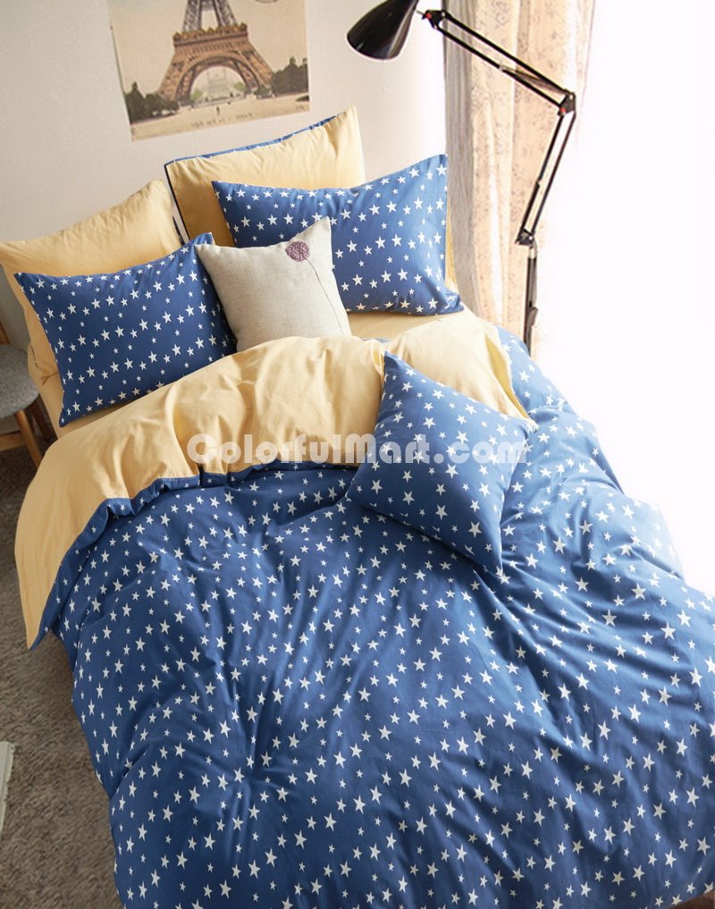 Polka Dots Stars Blue Bedding Girls Bedding Teen Bedding Kids Bedding - Click Image to Close