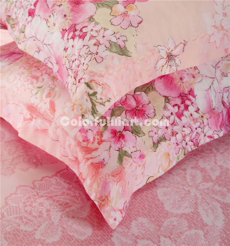 Beauty Everywhere Pink Bedding Set Girls Bedding Floral Bedding Duvet Cover Pillow Sham Flat Sheet Gift Idea - Click Image to Close