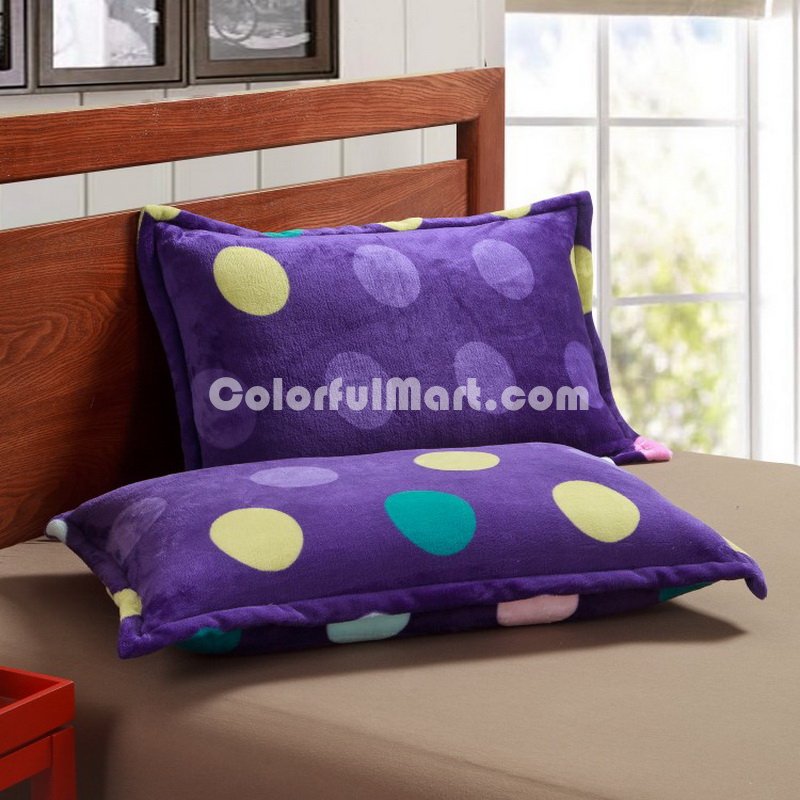 Polka Dot Purple Style Bedding Flannel Bedding Girls Bedding - Click Image to Close