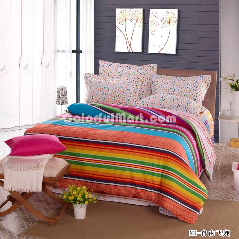 Horizontal Stripes Red Teen Bedding Modern Bedding - Click Image to Close