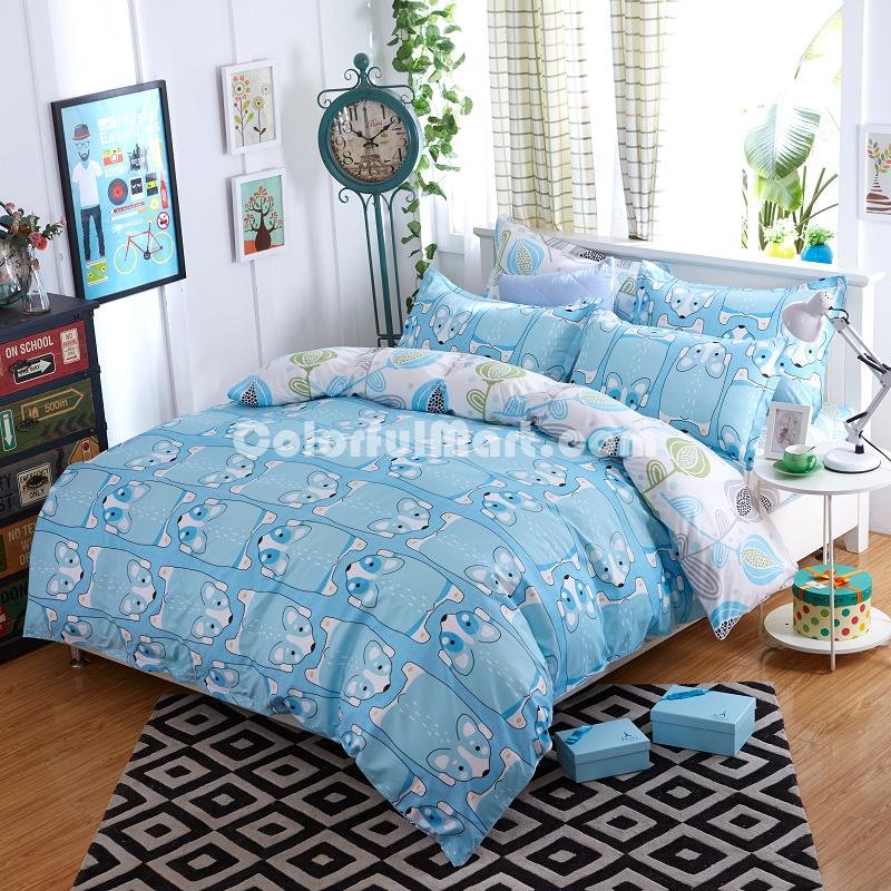 Lesser Pandas Blue Bedding Set Duvet Cover Pillow Sham Flat Sheet Teen Kids Boys Girls Bedding - Click Image to Close