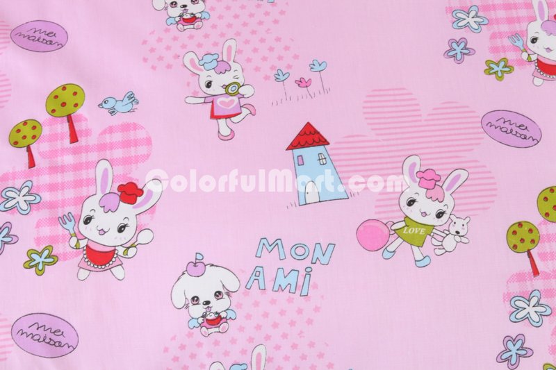 Fashionable Rabbit Pink Cheap Kids Bedding Sets - Click Image to Close
