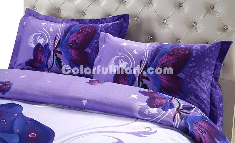 Lily Purple Bedding 3D Duvet Cover Set - Click Image to Close