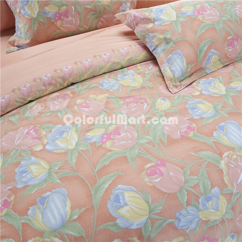 Blossom Orange Bedding Set Teen Bedding Dorm Bedding Bedding Collection Gift Idea - Click Image to Close