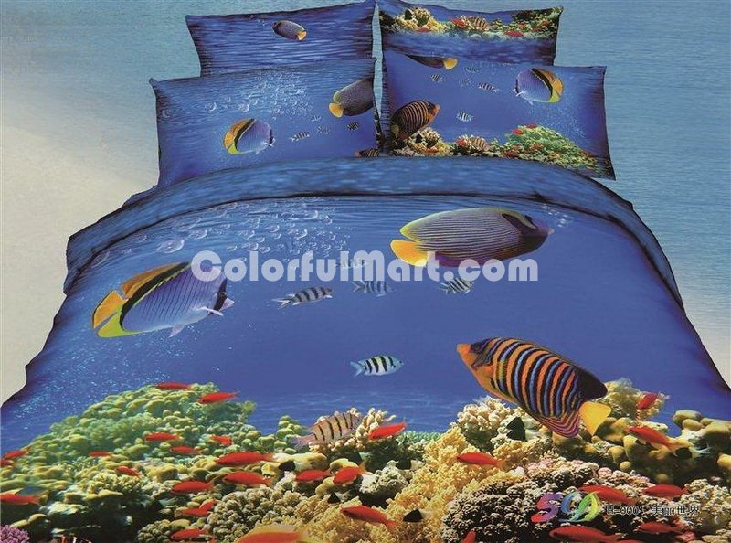 Sea World Blue Bedding Animal Print Bedding 3d Bedding Animal Duvet Cover Set - Click Image to Close