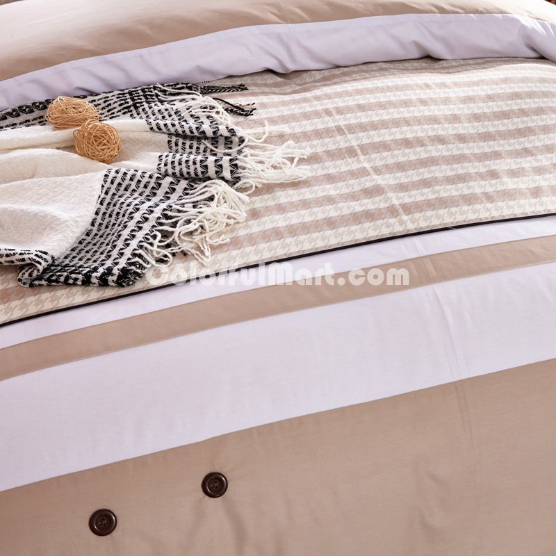 Go Brown 100% Cotton Luxury Bedding Set Stripes Plaids Bedding Duvet Cover Pillowcases Fitted Sheet - Click Image to Close