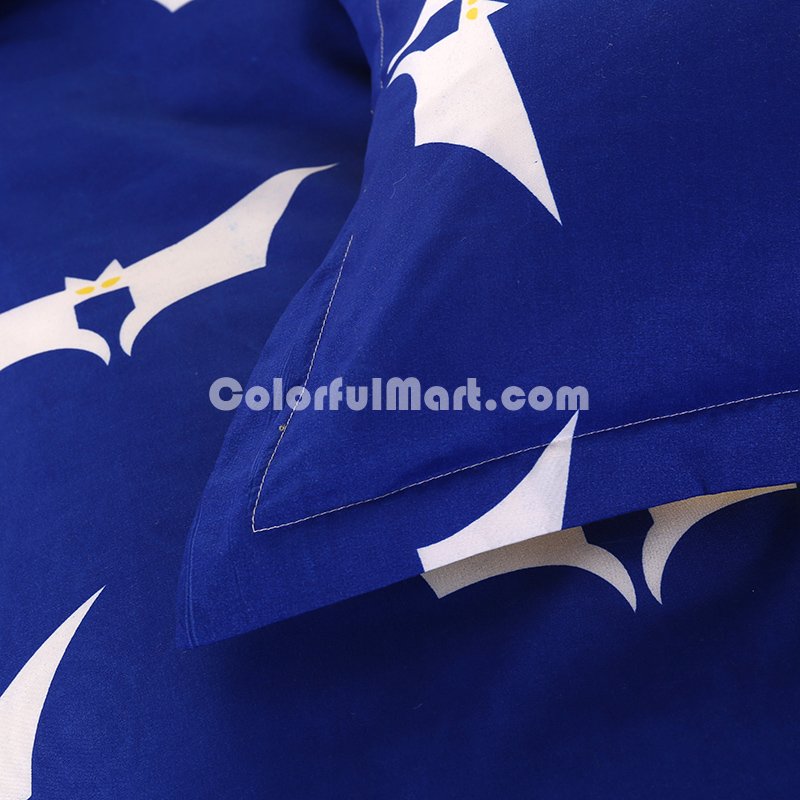 Bats Blue Bedding Set Duvet Cover Pillow Sham Flat Sheet Teen Kids Boys Girls Bedding - Click Image to Close