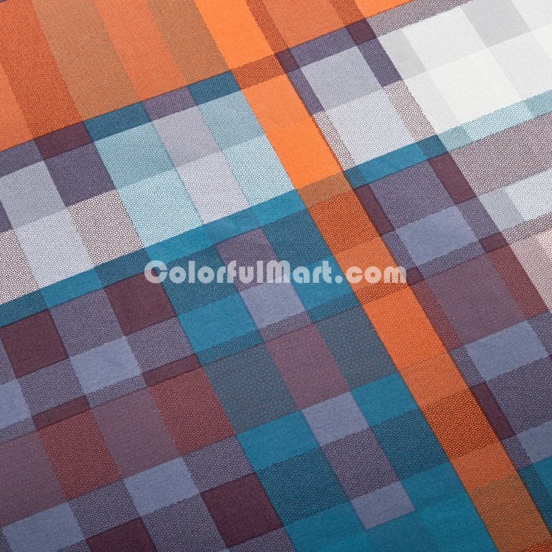 Fancy Cube Orange Tartan Beddding Stripes And Plaids Bedding - Click Image to Close