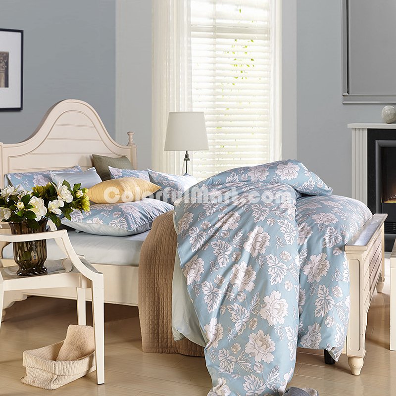 Caroline Light Blue Bedding Egyptian Cotton Bedding Luxury Bedding Duvet Cover Set - Click Image to Close