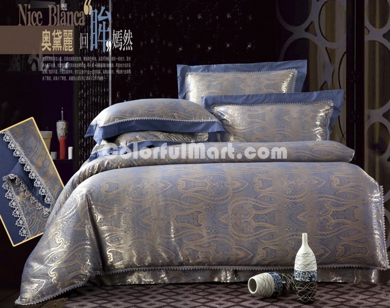 Audrey Blue Grey Luxury Bedding Wedding Bedding - Click Image to Close