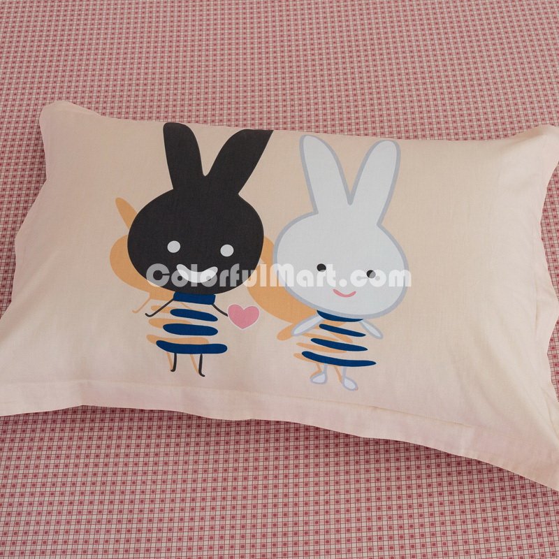 Rabbit Sisters 100% Cotton Pillowcase, Include 2 Standard Pillowcases, Envelope Closure, Kids Favorite Pillowcase - Click Image to Close