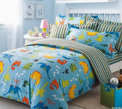Just For Kids Blue Dinosaur Bedding Set