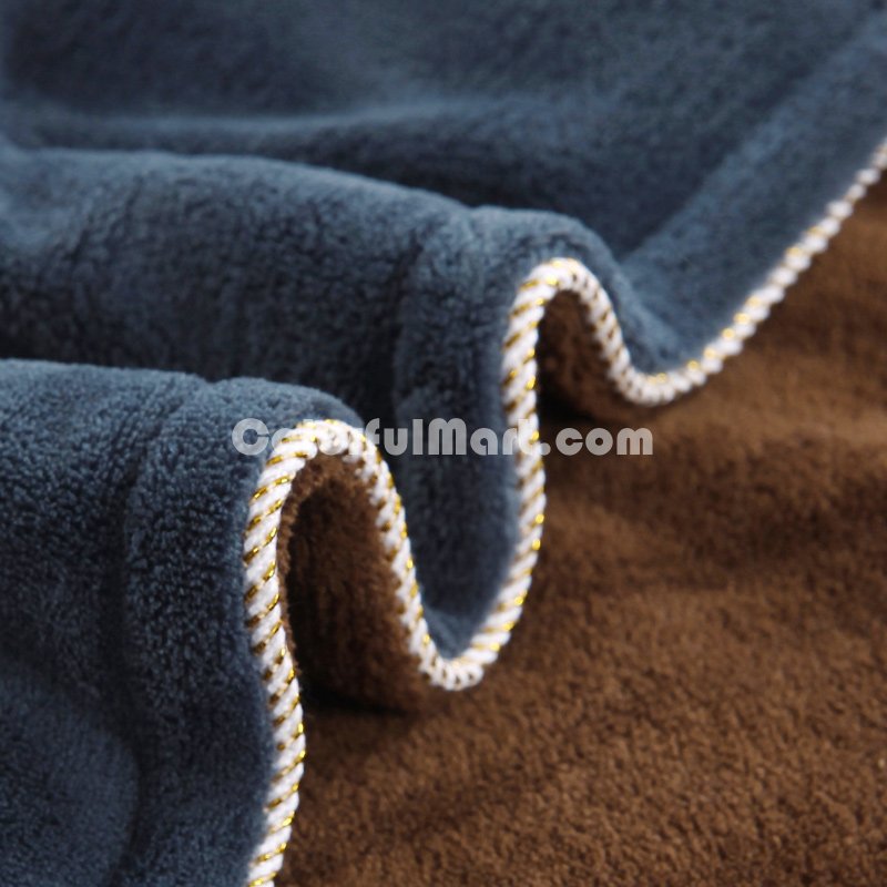 Blue Grey Coffee Coral Fleece Bedding Teen Bedding - Click Image to Close