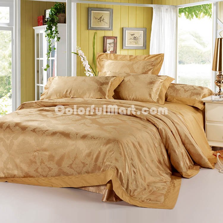 European Classical Golden 4 PCs Luxury Bedding Sets - Click Image to Close