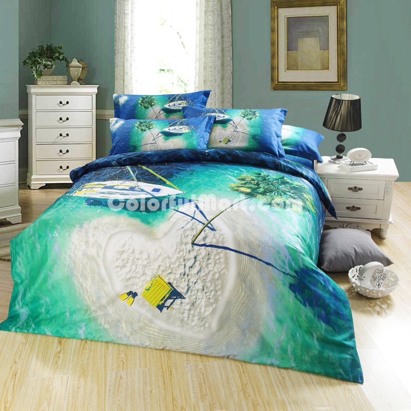 Island Green Bedding Sets Duvet Cover Sets Teen Bedding Dorm Bedding 3D Bedding Landscape Bedding Gift Ideas - Click Image to Close