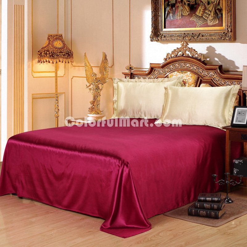 Camel And Wine Silk Bedding Set Duvet Cover Silk Pillowcase Silk Sheet Luxury Bedding - Click Image to Close