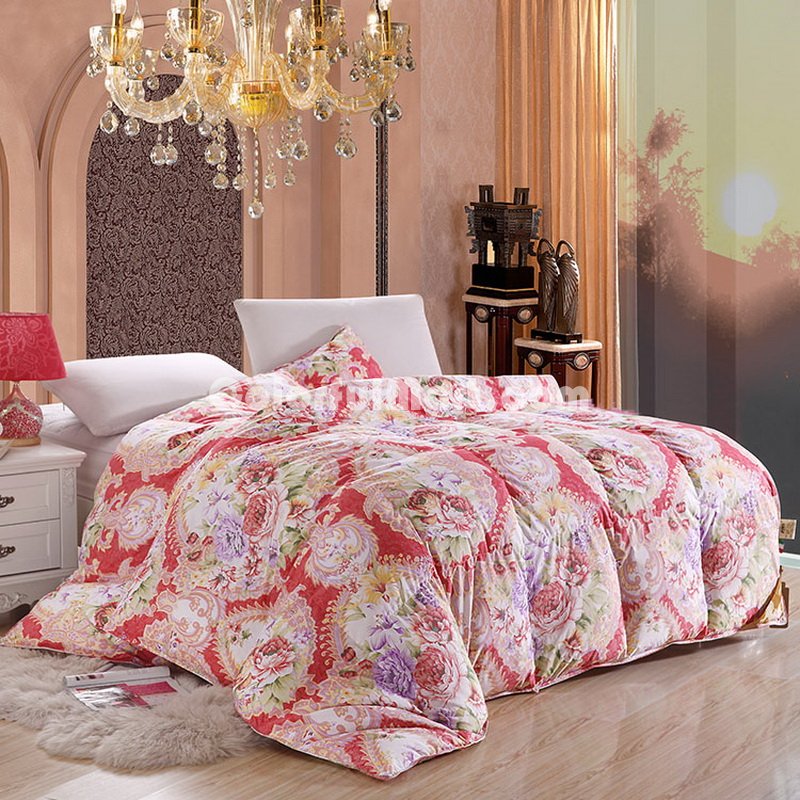 Flowers Blooming Red Down Comforter - Click Image to Close