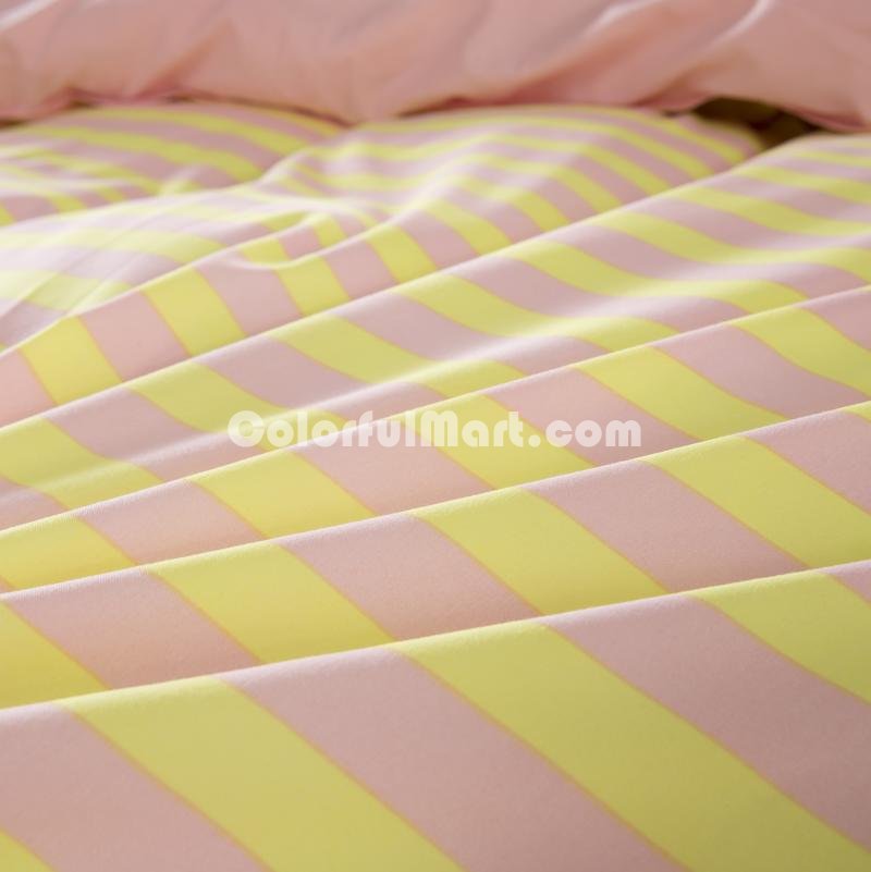 Stripes Yellow Bedding Set Duvet Cover Pillow Sham Flat Sheet Teen Kids Boys Girls Bedding - Click Image to Close
