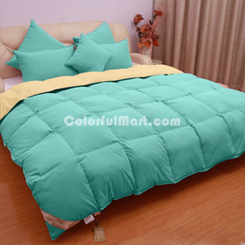 Ice Blue And Beige Goose Down Comforter - Click Image to Close