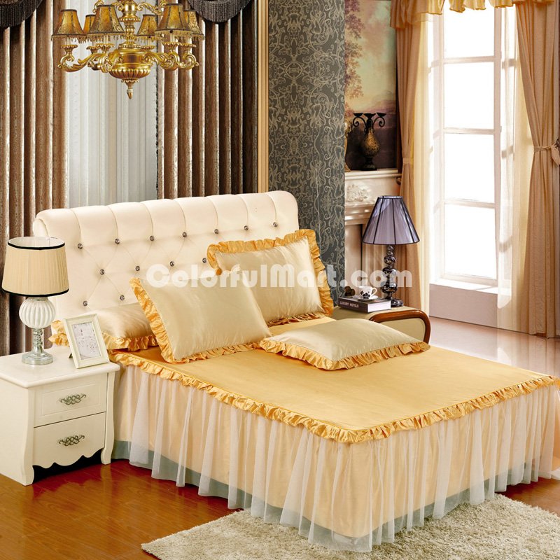 Tan And Golden Silk Duvet Cover Set Teen Girl Bedding Princess Bedding Set Silk Bed Sheet Gift Idea - Click Image to Close