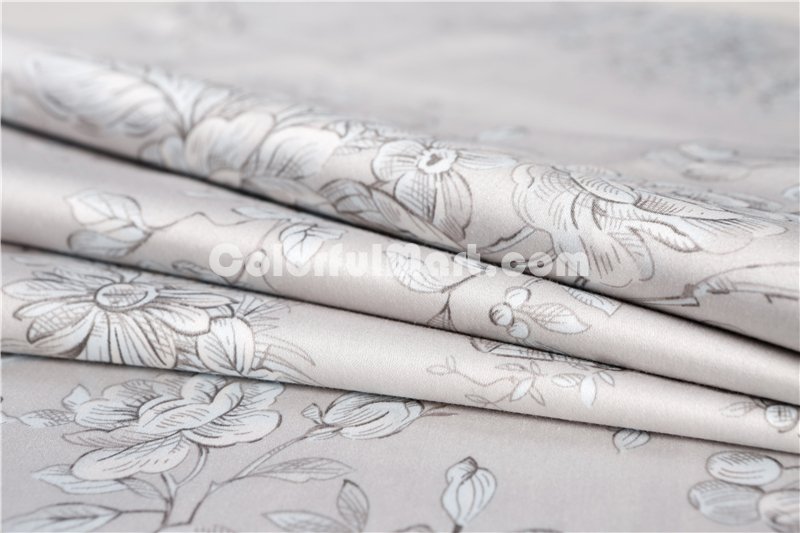 Cindy Grey Bedding Set Luxury Bedding Collection Satin Egyptian Cotton Duvet Cover Set - Click Image to Close